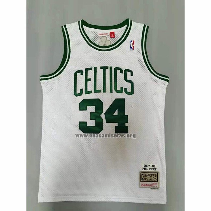 Camiseta Boston Celtics Paul Pierce NO 34 Mitchell & Ness 2007-08 Blanco